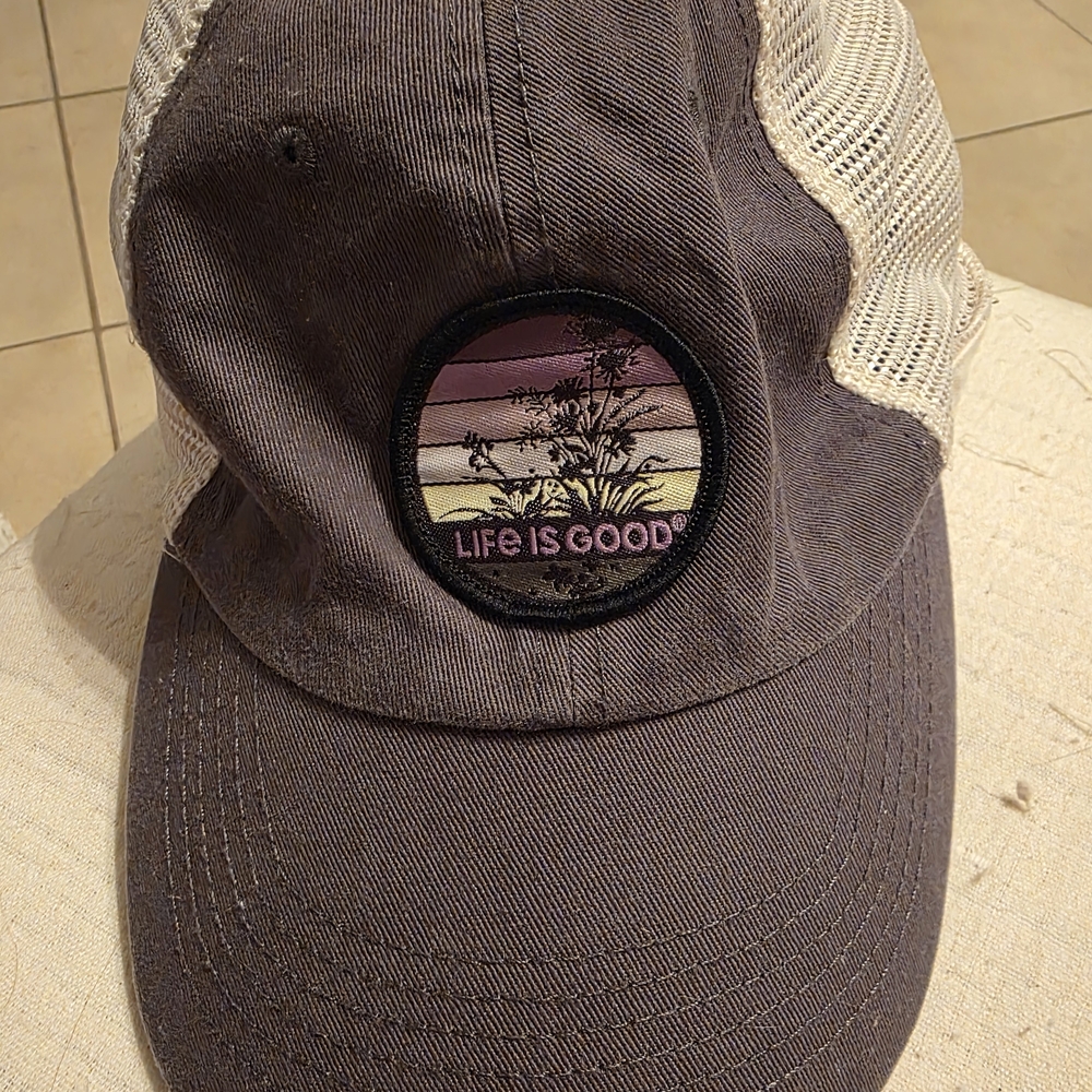 Life is Good Purple and Cream Cap